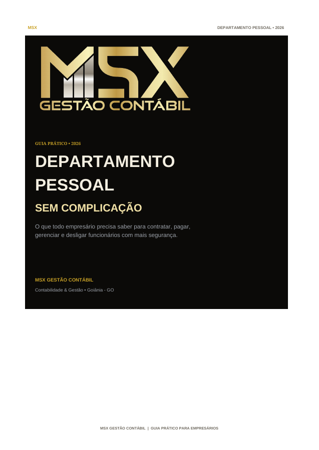 Capa do Guia Prático 2026: Departamento Pessoal sem Complicação, da MSX Gestão Contábil